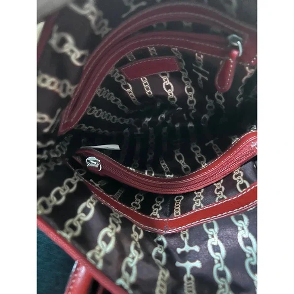 Clarks Red Leather Convertible Backpack Purse Shoulder Bag - Picture 7 of 12